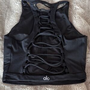 Alo Black Strappy Back Sports Bra
